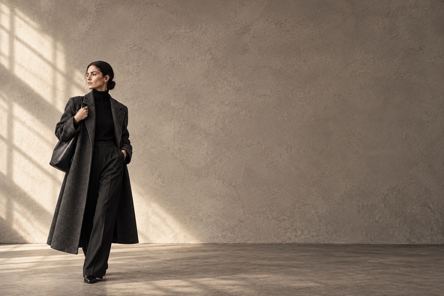 Editorial de moda de outono em tons neutros
