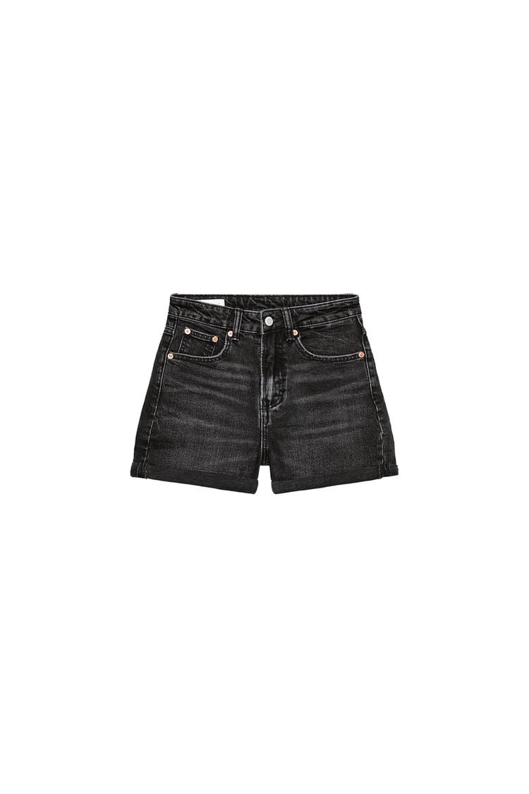 PANTALONES CORTOS BERMUDA DE CINTURA SUBIDA MOM FIT EN DENIM TRF