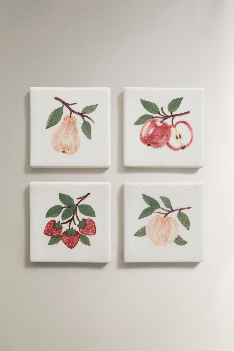 PACK BASES PARA VASOS GRÉS FRUTAS (PACK DE 4)