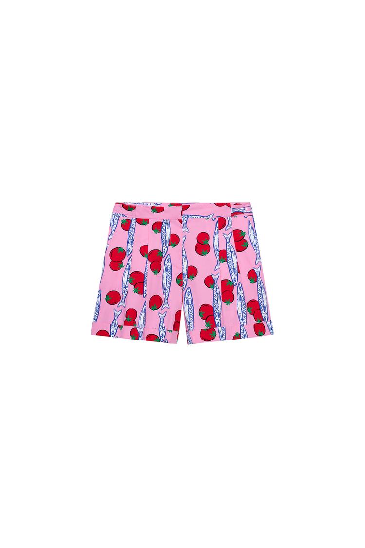 PANTALONES CORTOS BERMUDA ESTAMPADOS CON PINZAS